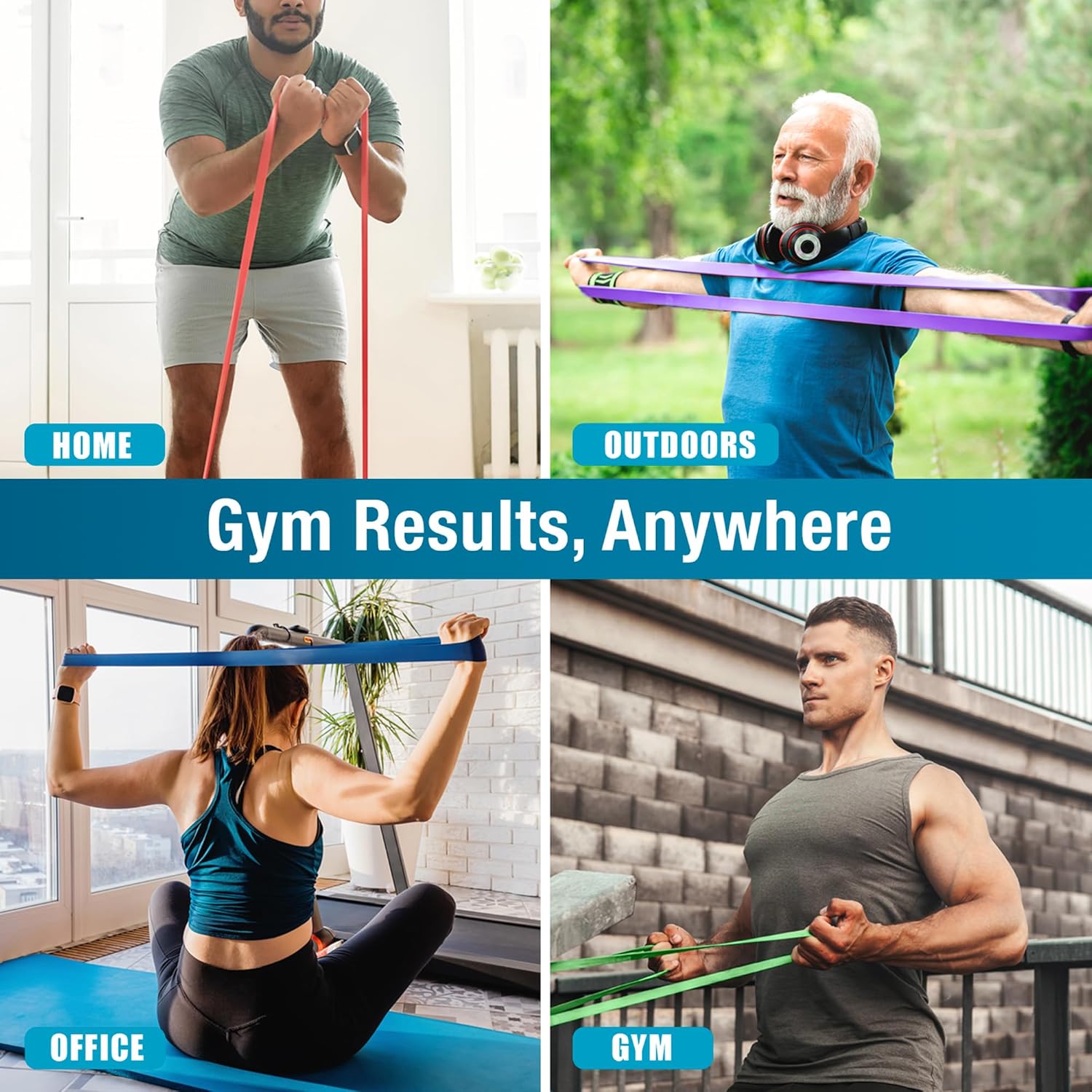 Beenax Resistance Bands Pull Up Assist Bands Set - Thick, Heavy Different Levels Workout Exercise Bands for CrossFit, Powerlifting, Muscle and Strength Training, Stretching, Mobility, Yoga - Men Women