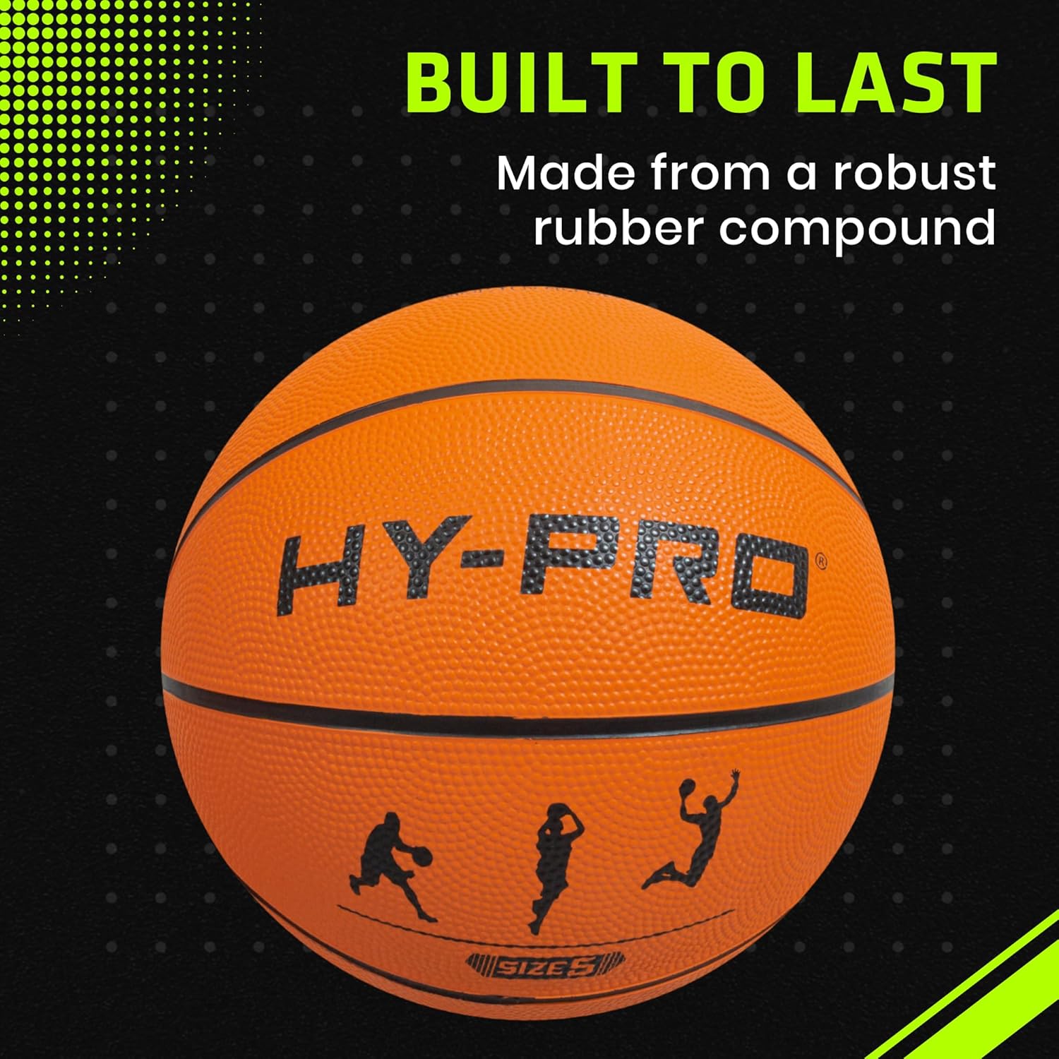 Hy-Pro Basketball Size 5 – Basketball Ball with Durable Rubber Compound, High Bounce, Pimpled Grip for Enhanced Control, Recreational Ball for Home and Court Play, Outdoor Indoor Basket Ball