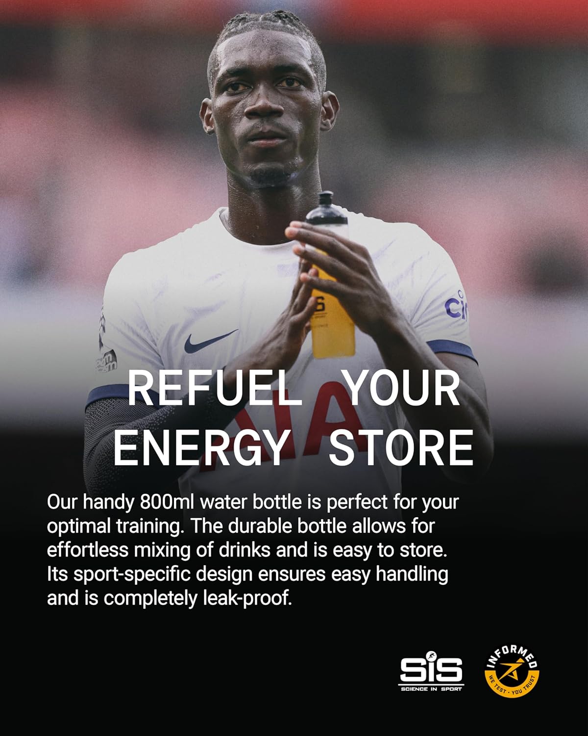 Science in Sport SIS Yellow Sports Water Bottle, Plastic Water Bottle, Black Logo, Yellow Colour, 800 ml [Design may vary]