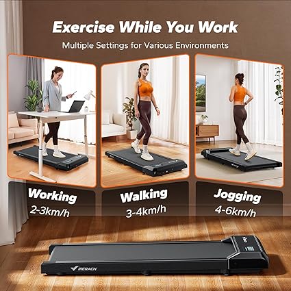 MERACH Walking Pad Treadmill for Home, Under Desk Treadmill with 0%-5% Incline, Space-Saving Design, Remote Control & App, One-Piece Molded, 265 lbs Capacity, Walking Machine for Home